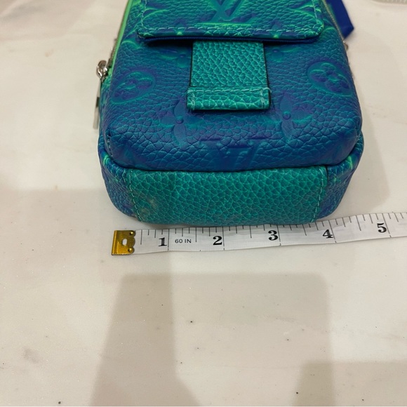 LOUIS VUITTON Virgil Abloh Blue & Neon Green Monogram Illusion Leather Flat - Picture 6 of 11